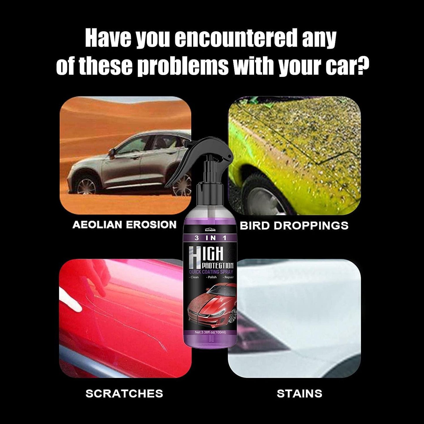 Hydrophobic Scratch Repair Spray cars, bikes & boats. (Pack of 2)