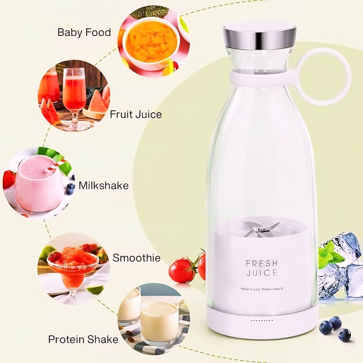 Portable USB Rechargeable Blender Bottle